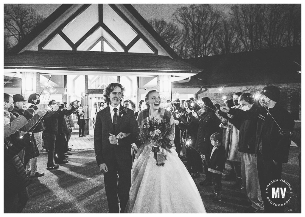 intimate winter barn wedding in Rochester Michigan with intimate wedding photographer morgan virginia photography