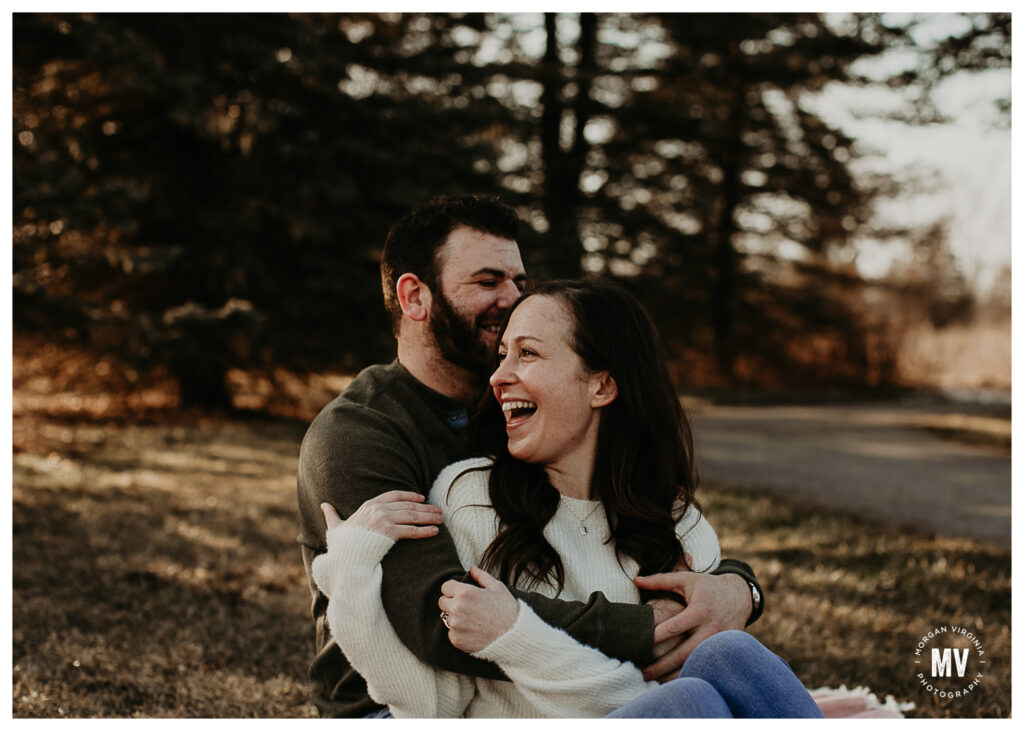 Sarah and Michael's winter engagement session with Michigan Wedding photographer Morgan Virginia Photography