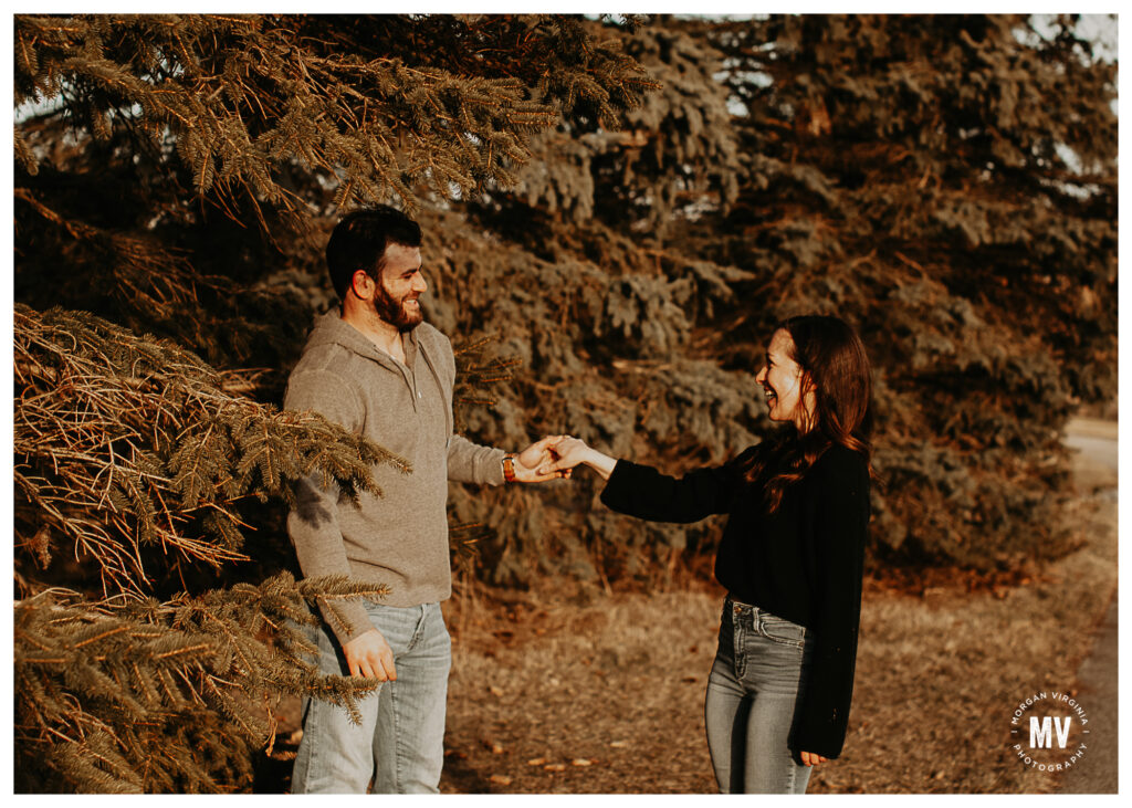 Sarah and Michael's winter engagement session with Michigan Wedding photographer Morgan Virginia Photography